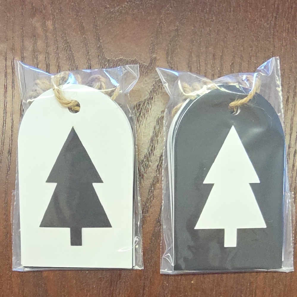 Holiday Tree Gift Tags - Black and White